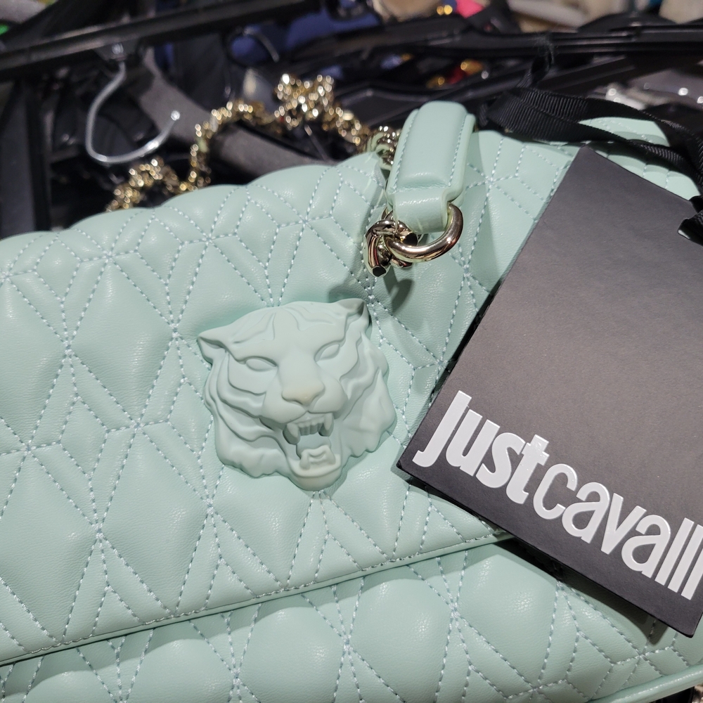 Just Cavalli Mint Green Quilted Women's Bag